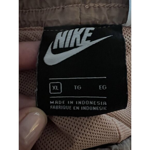 Nike retro parachute tan pink embroidered logo shorts sz XL streetwear lounge - Picture 4 of 13